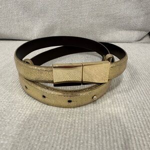 Tory Burch gold metallic skinny adjustable belt medium